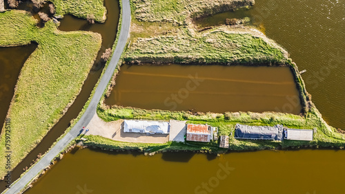 drone view of the salt marshes of Ile d Olonne, Vendee, France