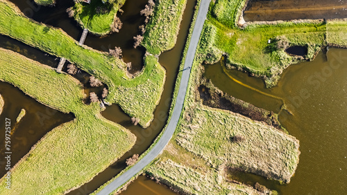 drone view of the salt marshes of Ile d Olonne, Vendee, France photo