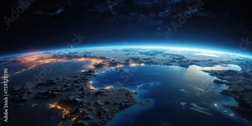 Earths Night Time City Lights Seen From Space Generative AI