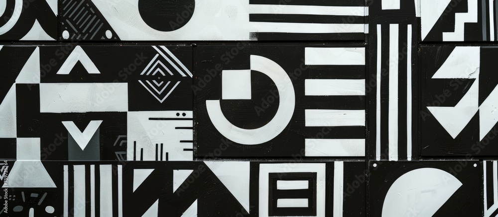 White geometric design on a black backdrop for various types of prints. White geometric design on a black backdrop for various types of prints.