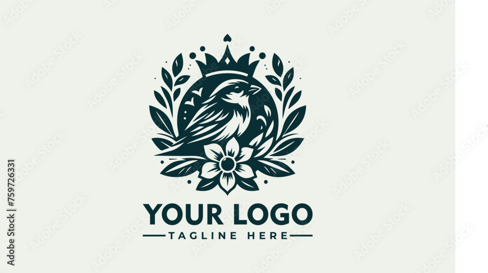 Sparrow Crown Flower logo Bird vector logo design Eagle logo vector for Business Identity
