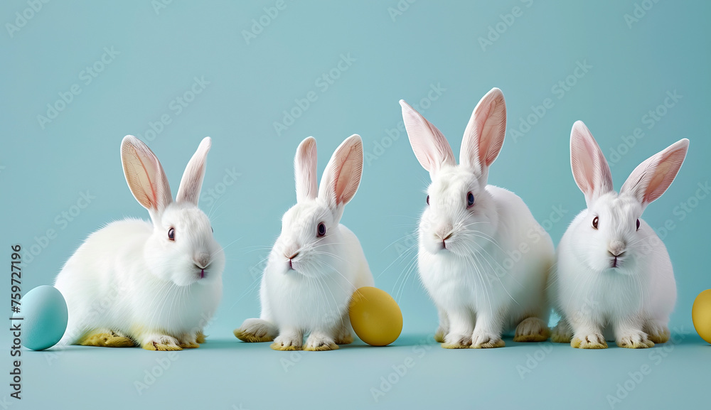 white rabbit with easter eggs white rabbit with easter eggs