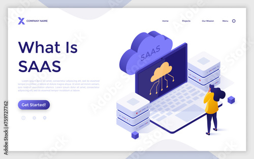 Modern Isometric Landing Page Template. Vector Illustration