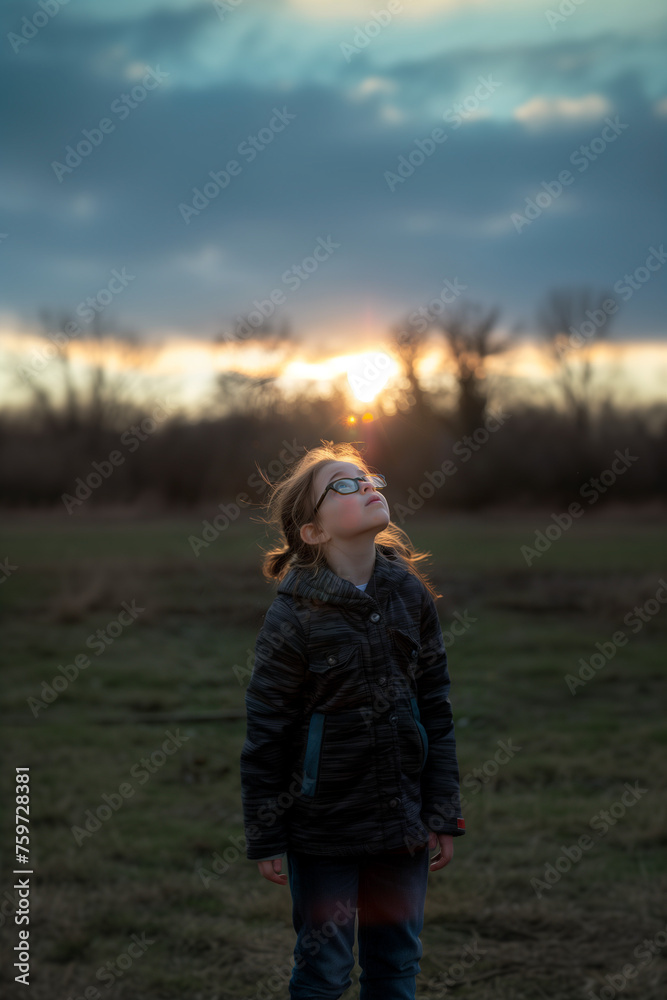 photo of a girl looking up at the sky photo of a girl looking up at the sky