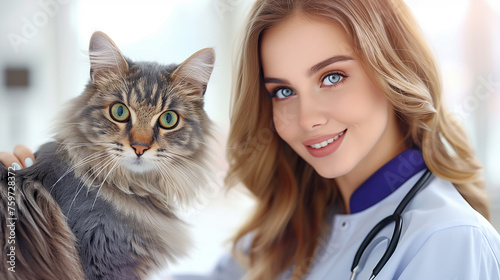 Woman Holding Smiling Cat. Generative AI