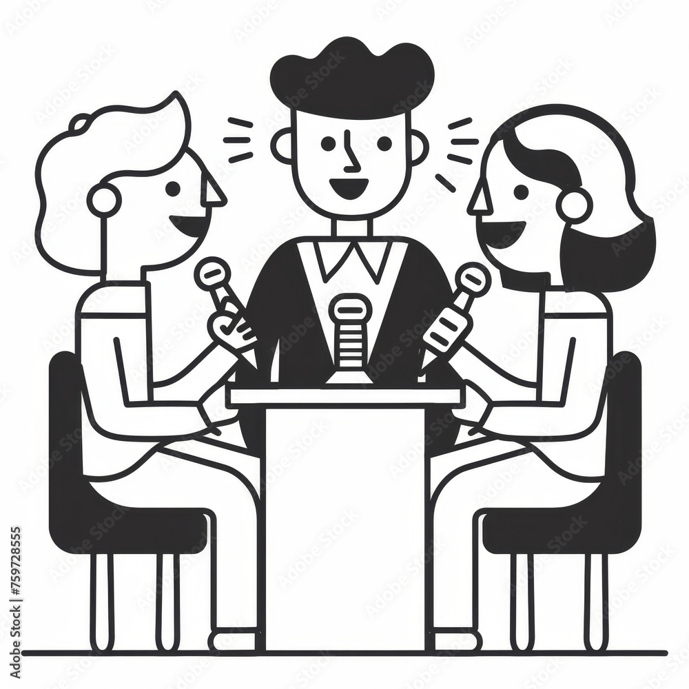 Professional Line Illustration of Leadership Training with Speakers on Stage Gen AI Professional Line Illustration of Leadership Training with Speakers on Stage Gen AI