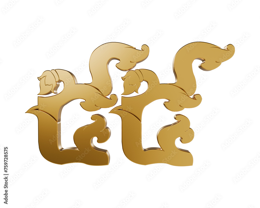 Khmer Art Style Number 55 Golden Text 3d illustration Khmer Art Style Number 55 Golden Text 3d illustration