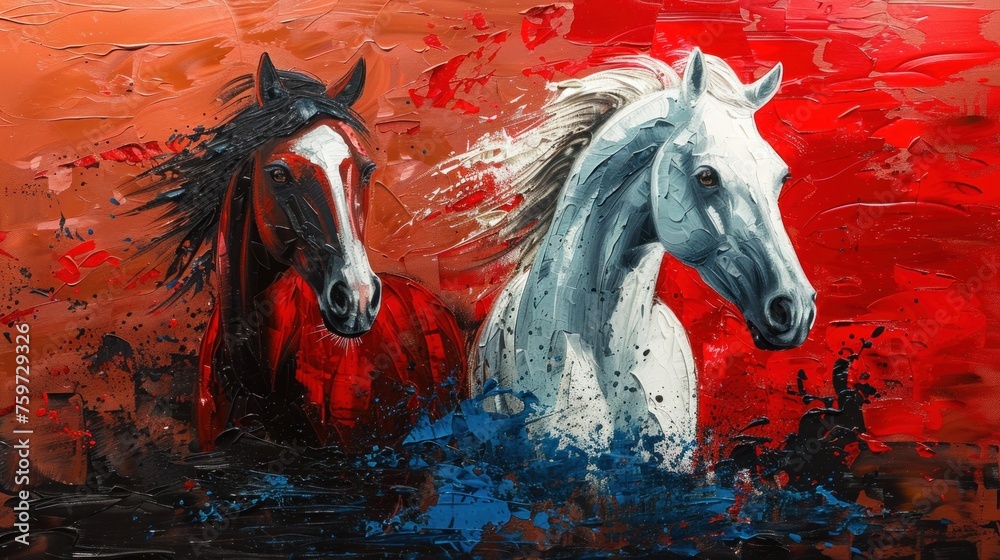 Naklejka premium modern art paintings of horses