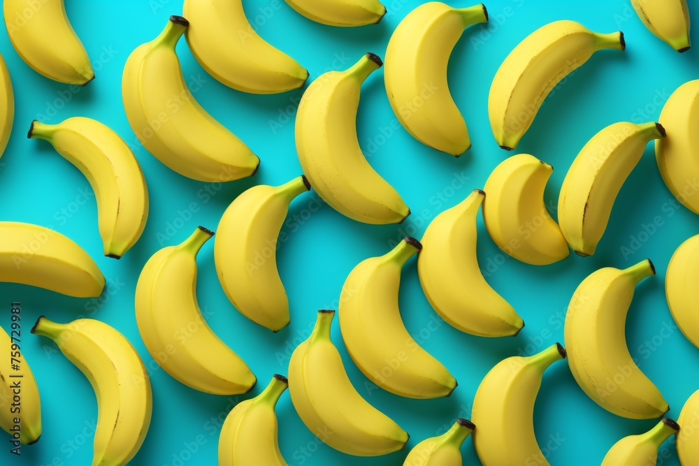 Yellow bananas on blue background - simple abstract doodle art - vibrant fruits - 8k image Yellow bananas on blue background - simple abstract doodle art - vibrant fruits - 8k image