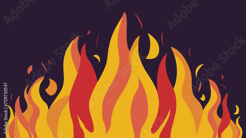 Bright & Dynamic Fire Flames: Cut Out Vector Illustration - Fiery & Vibrant Design Element 