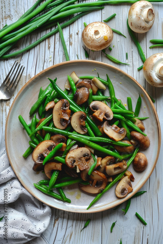 Bowl of Green Beans and Mus...