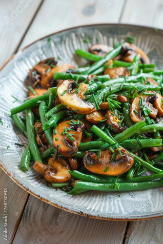 Bowl of Green Beans and Mus...