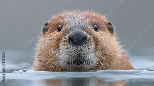 wildlife photography, authentic photo of a beaver in natural habitat, taken with telephoto lenses, for relaxing animal wallpaper and more photo