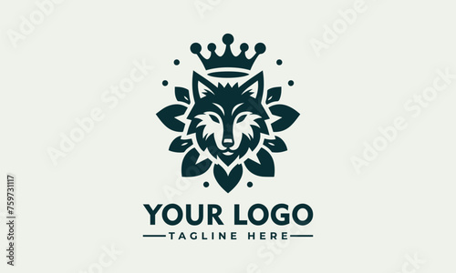 wolf Crown Flower logo Vector design Vintage Wolf logo vector for Business Identity photo