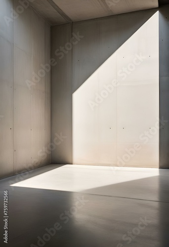 Shadow, empty space, exposure, white paint, exposed concrete. Generative AI. 