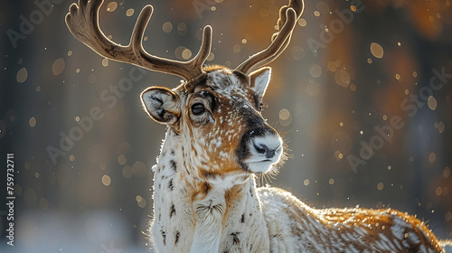 wildlife photography, authentic photo of a caribou in natural habitat, taken with telephoto lenses, for relaxing animal wallpaper and more © elementalicious