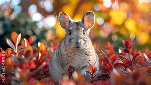 wildlife photography, authentic photo of a chinchilla in natural habitat, taken with telephoto lenses, for relaxing animal wallpaper and more © elementalicious