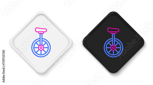 Line Unicycle or one wheel bicycle icon isolated on white background. Monowheel bicycle. Colorful outline concept. Vector