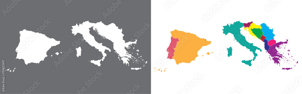 Southern Europe country Map. Map of Southern Europe
