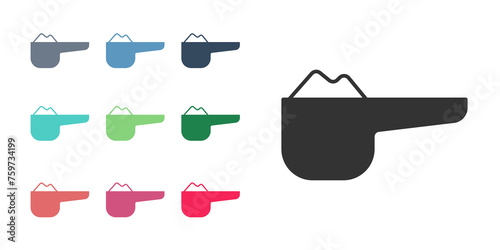 Black Sports nutrition bodybuilding proteine power drink and food icon isolated on white background. Set icons colorful. Vector