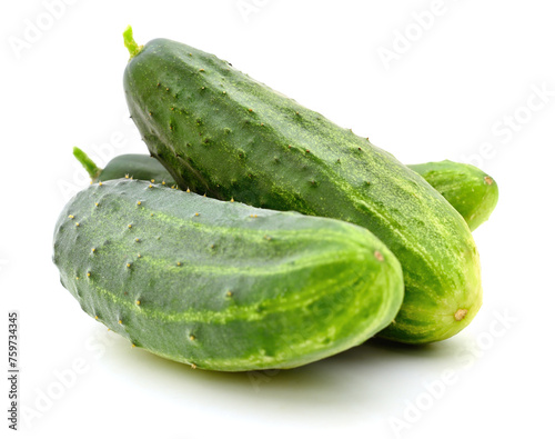 Green cucumbers isolated.