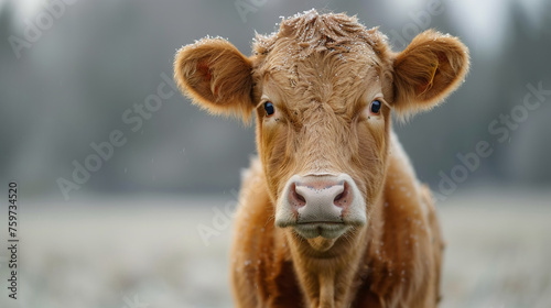 wildlife photography, authentic photo of a cow in natural habitat, taken with telephoto lenses, for relaxing animal wallpaper and more