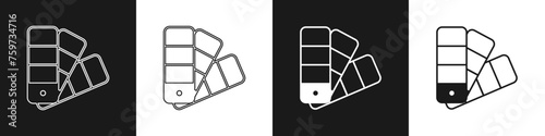Set Color palette guide icon isolated on black and white background. Vector
