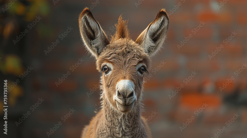Fototapeta premium wildlife photography, authentic photo of a donkey in natural habitat, taken with telephoto lenses, for relaxing animal wallpaper and more