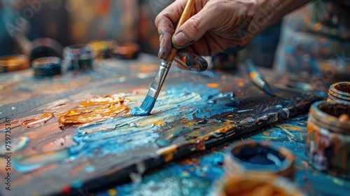 Painters painting in art class © nataliya_ua