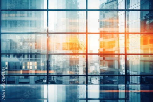 architectural background with close-up view of glass outside window of modern office building