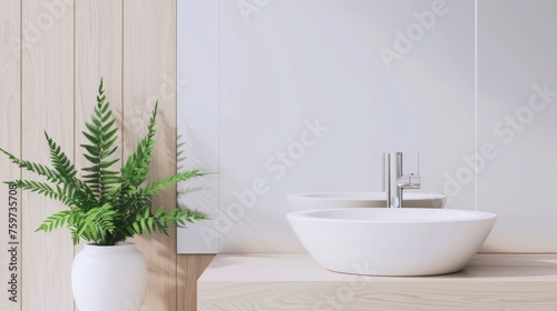 Contemporary Scandinavian Bathroom with Light Wood Accents