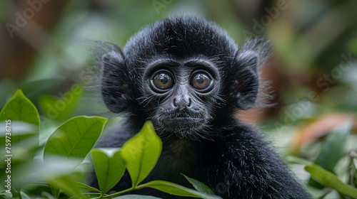 wildlife photography, authentic photo of a gibbon in natural habitat, taken with telephoto lenses, for relaxing animal wallpaper and more