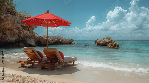 lounge sunbeds on the beach