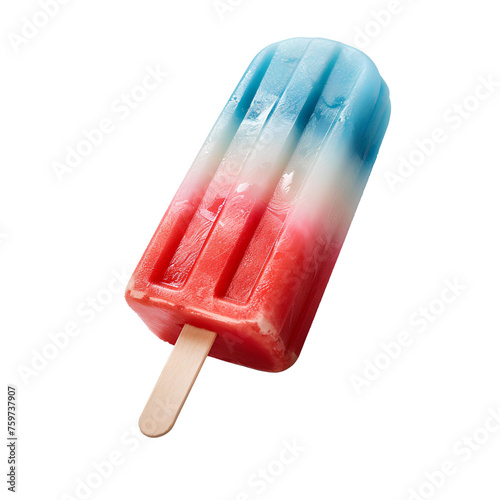 Popsicle PNG. Multicolor fruit popsicle as refreshment during summer time. Red, blue and white popsicle isolated. Popsicle top view PNG. Popsicle flat lay PNG photo