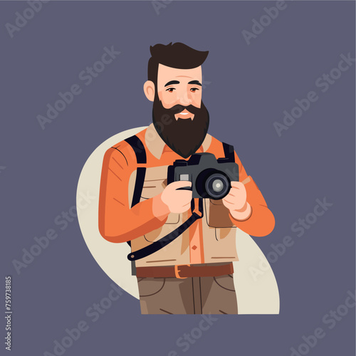male photographer flat vector...