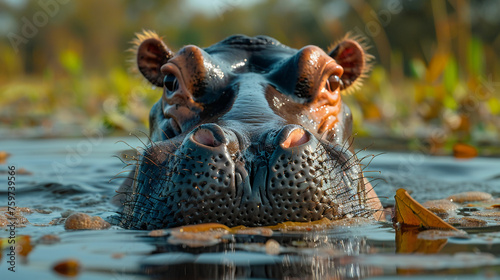 wildlife photography, authentic photo of a hippopotamus in natural habitat, taken with telephoto lenses, for relaxing animal wallpaper and more © elementalicious