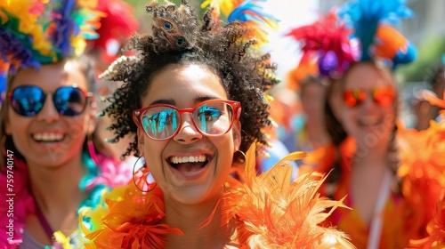 Employees participate in a team-building activity, showing enthusiasm with co...