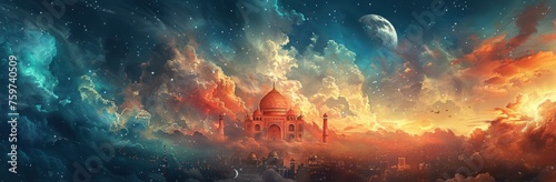 an indian flag in the clouds, with a clock spinning