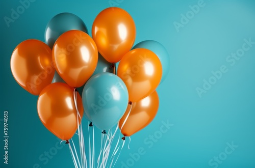 a bunch of colored balloons on a blue background