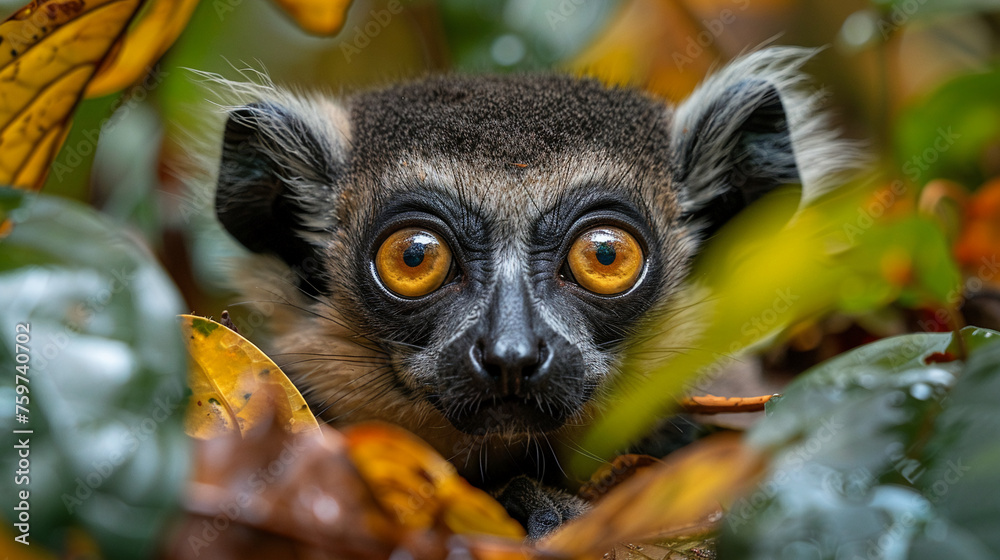 Fototapeta premium wildlife photography, authentic photo of a lemur in natural habitat, taken with telephoto lenses, for relaxing animal wallpaper and more