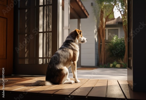 dog looking at door from outside
