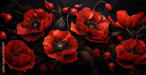 red poppies background