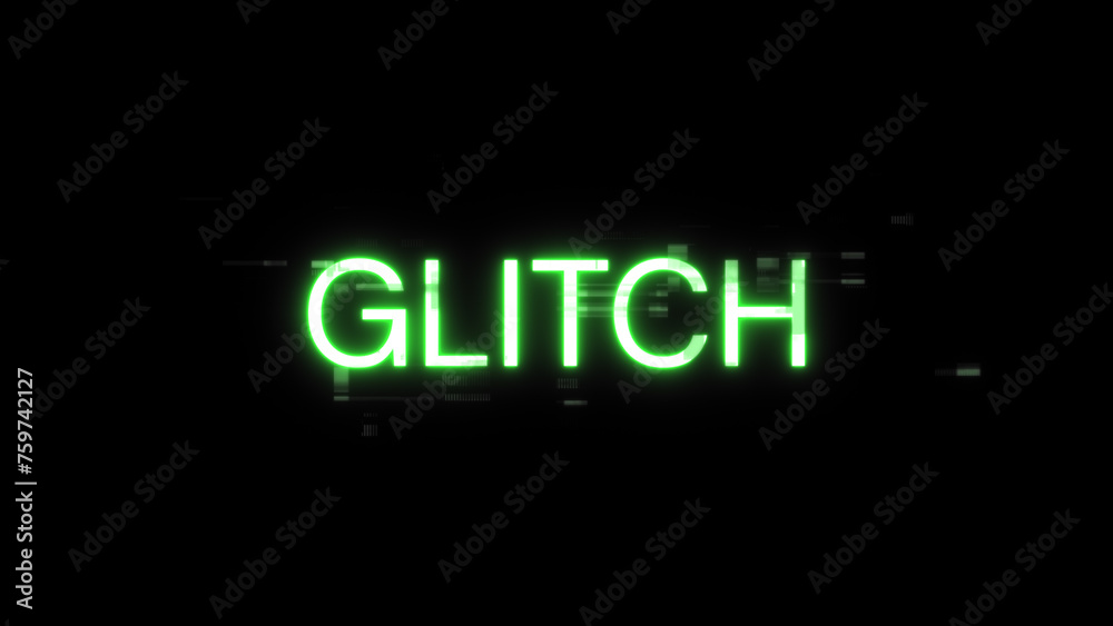 3D rendering glitch text with screen effects of technological glitches