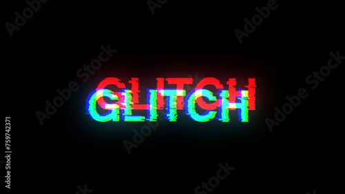 3D rendering glitch text with screen effects of technological glitches