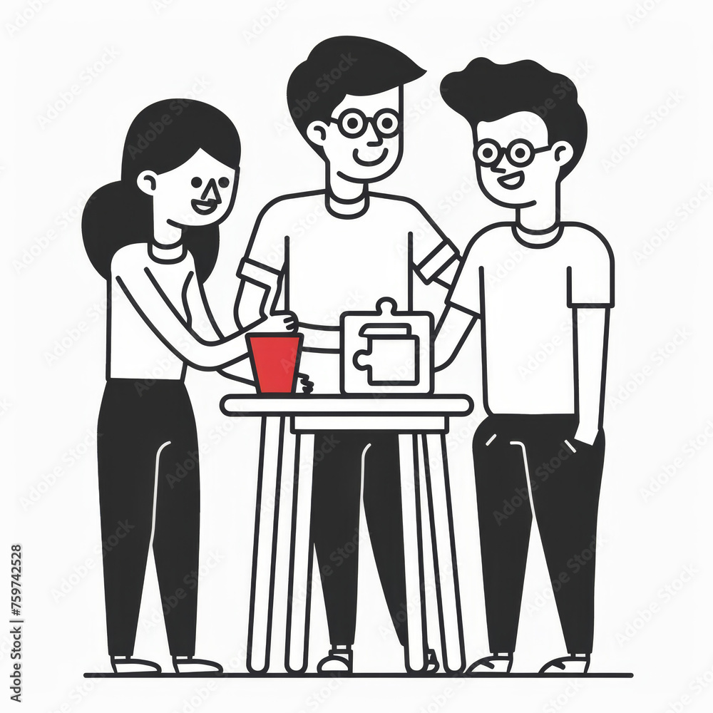 Professional Line Illustration of Team Leaders Completing Jigsaw Puzzle Gen AI Professional Line Illustration of Team Leaders Completing Jigsaw Puzzle Gen AI