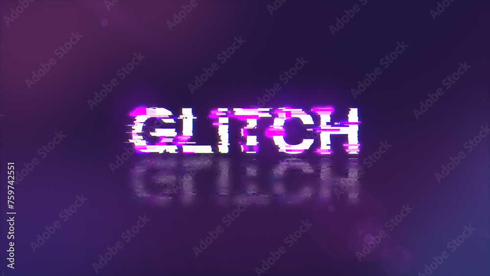 3D rendering glitch text with screen effects of technological glitches 3D rendering glitch text with screen effects of technological glitches
