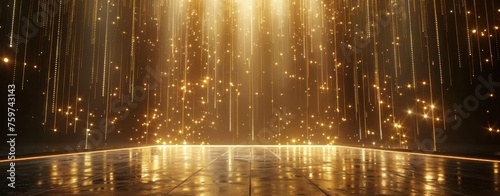 gold lights lighting up a dark stage