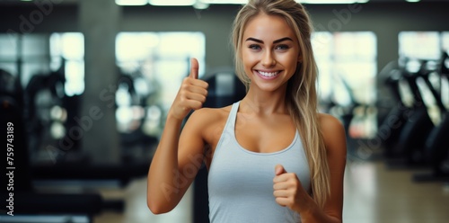 a gym girl giving thumbs up