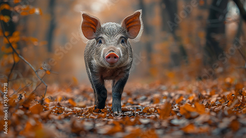 wildlife photography, authentic photo of a pig in natural habitat, taken with telephoto lenses, for relaxing animal wallpaper and more