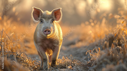 wildlife photography, authentic photo of a pig in natural habitat, taken with telephoto lenses, for relaxing animal wallpaper and more
